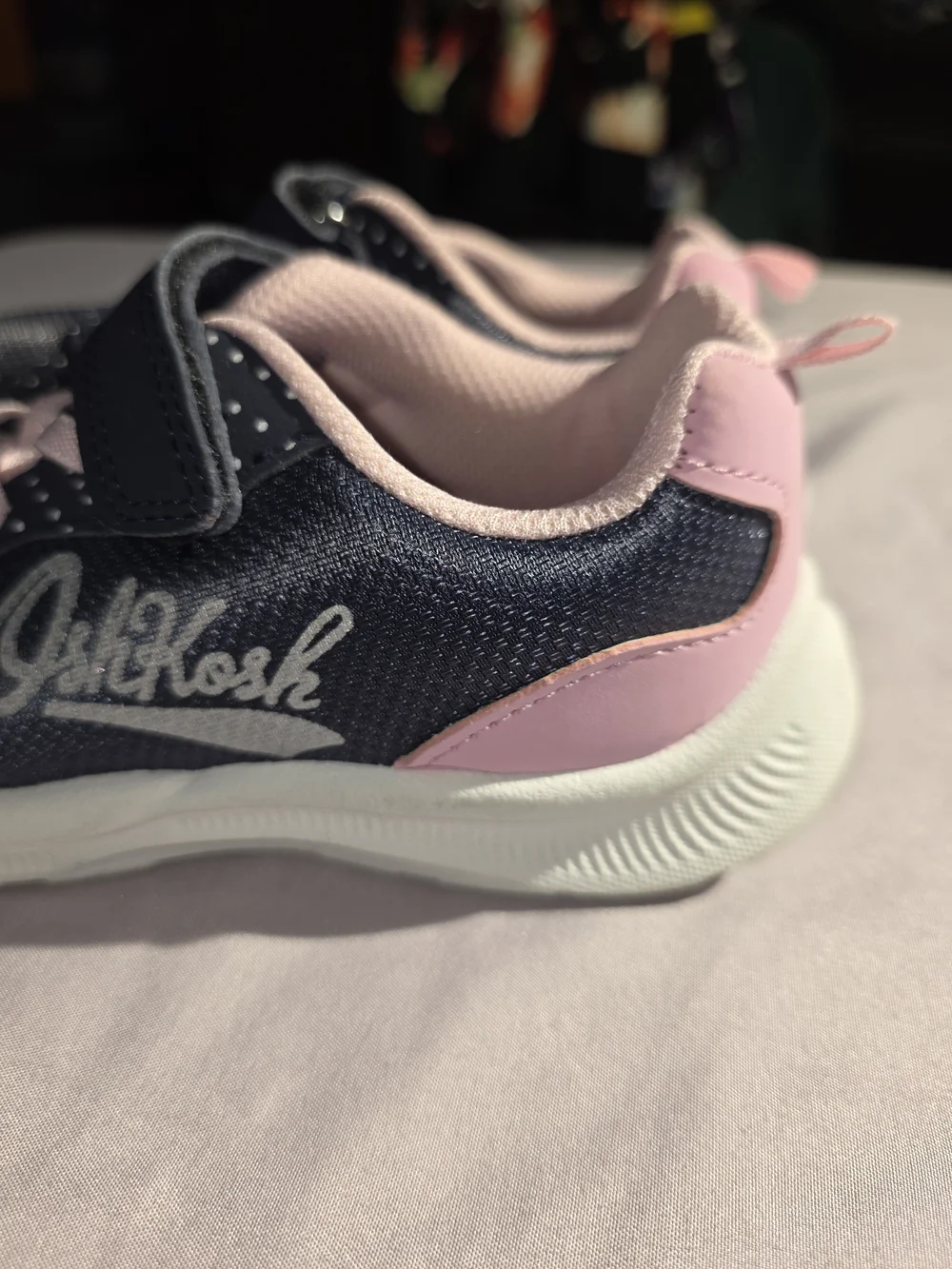 OshKosh B'gosh Girls Navy and Pink Polka Dot Kids Sneakers